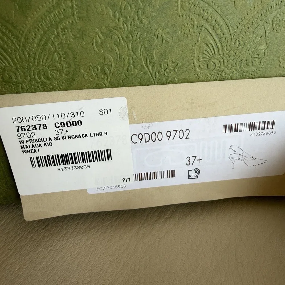 NEW Gucci Metal Heel Slingback Pumps Sz 37.5 100% Authentic Nude - Picture 10 of 10